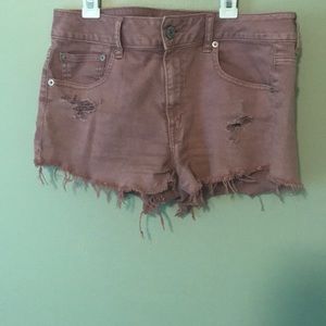 Maroon distressed Shorts